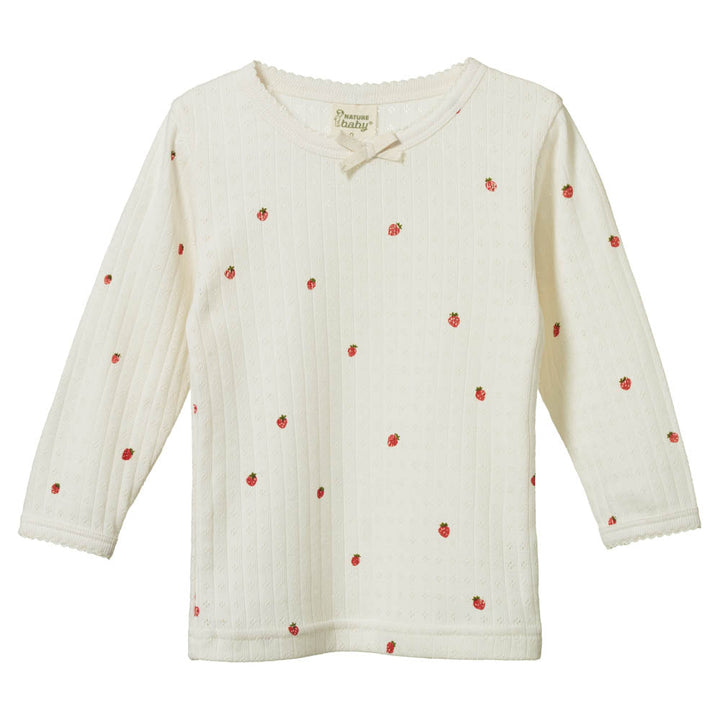 Long Sleeve Pointelle Tee - Strawberry Fields