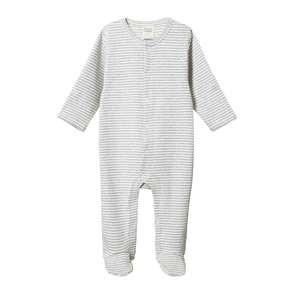 Cotton Stretch & Grow - Grey Marl Stripe