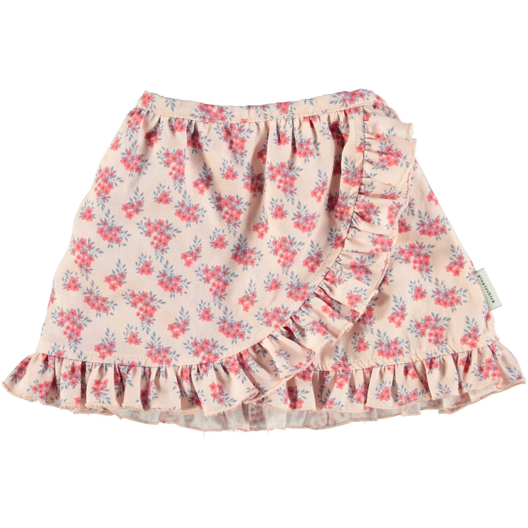 Mini Skirt w/Ruffles - Pale Pink w/Flowers