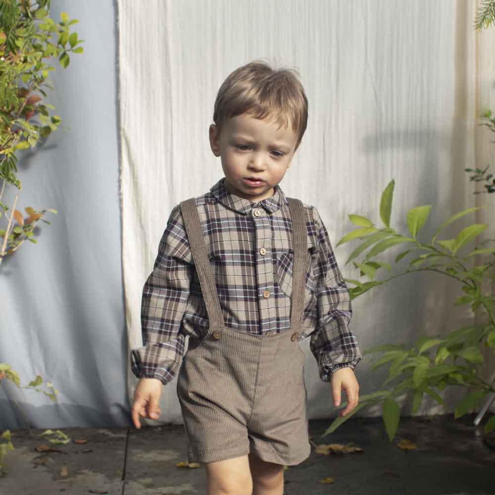 Shirt Plaid Romper Suit