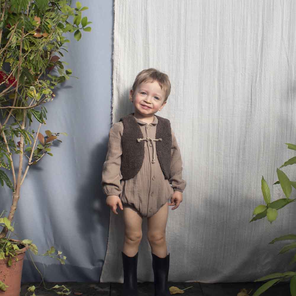 Shirt Taupe Romper Suit