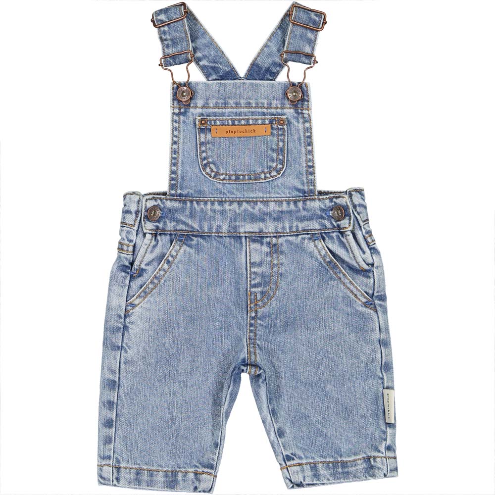 Baby Unisex Dungarees - Washed Light Blue Denim