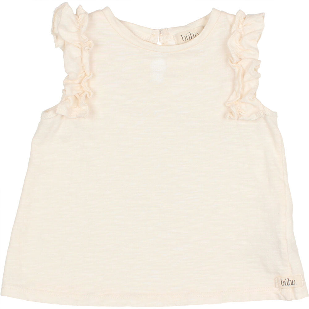 Ruffle Sleeve Tee Shirt - Talc