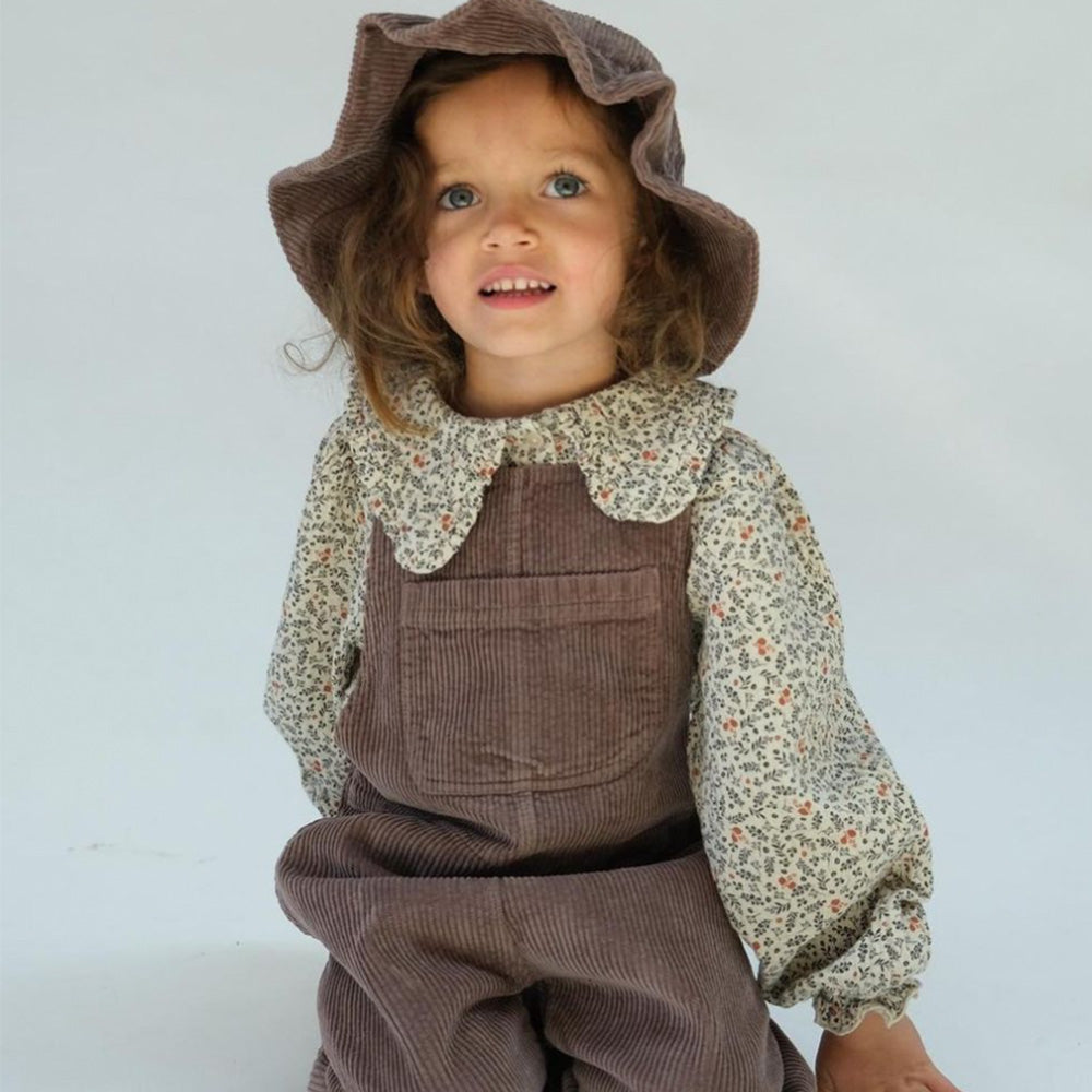 Organic Corduroy Kids Overalls - Taupe