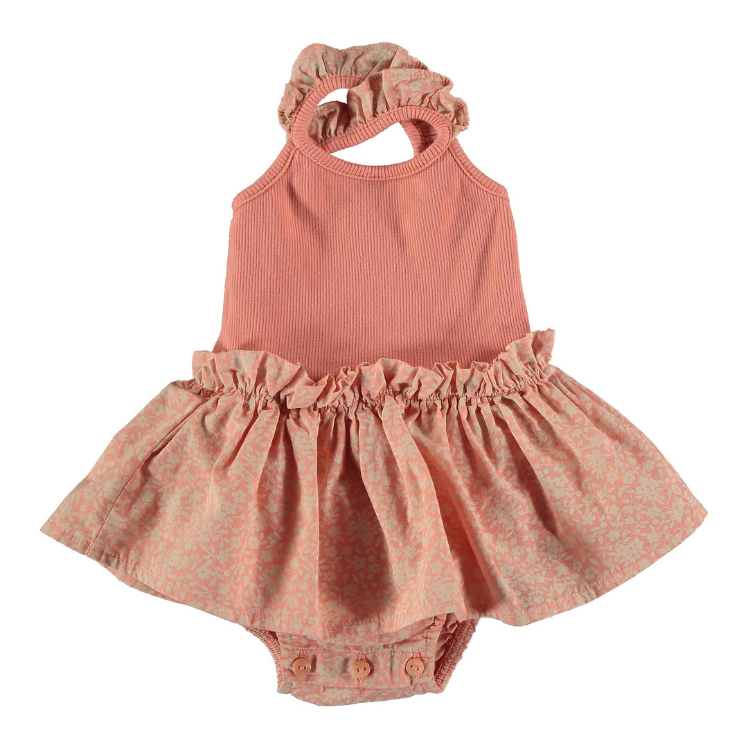 Organic Cotton Floral Romper - Peach