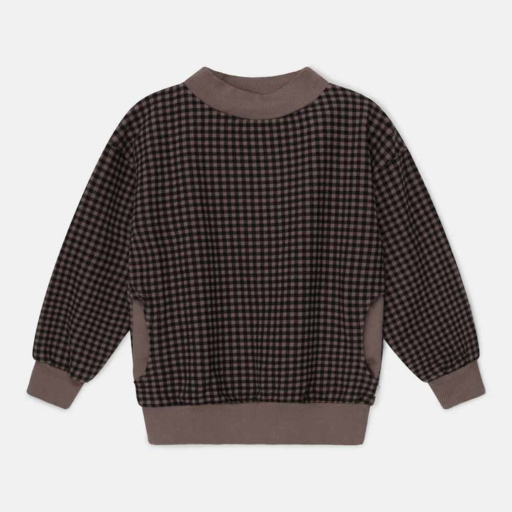 Organic Kids Plaid Sweatshirt - Taupe