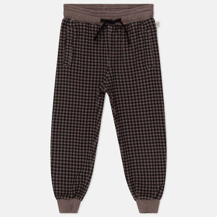 Organic Plaid Kids Pants - Taupe