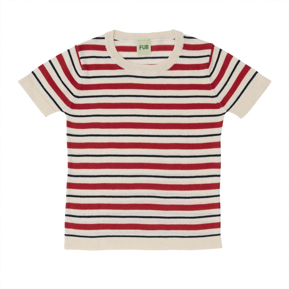 Striped T-Shirt - Ecru/Bright Red