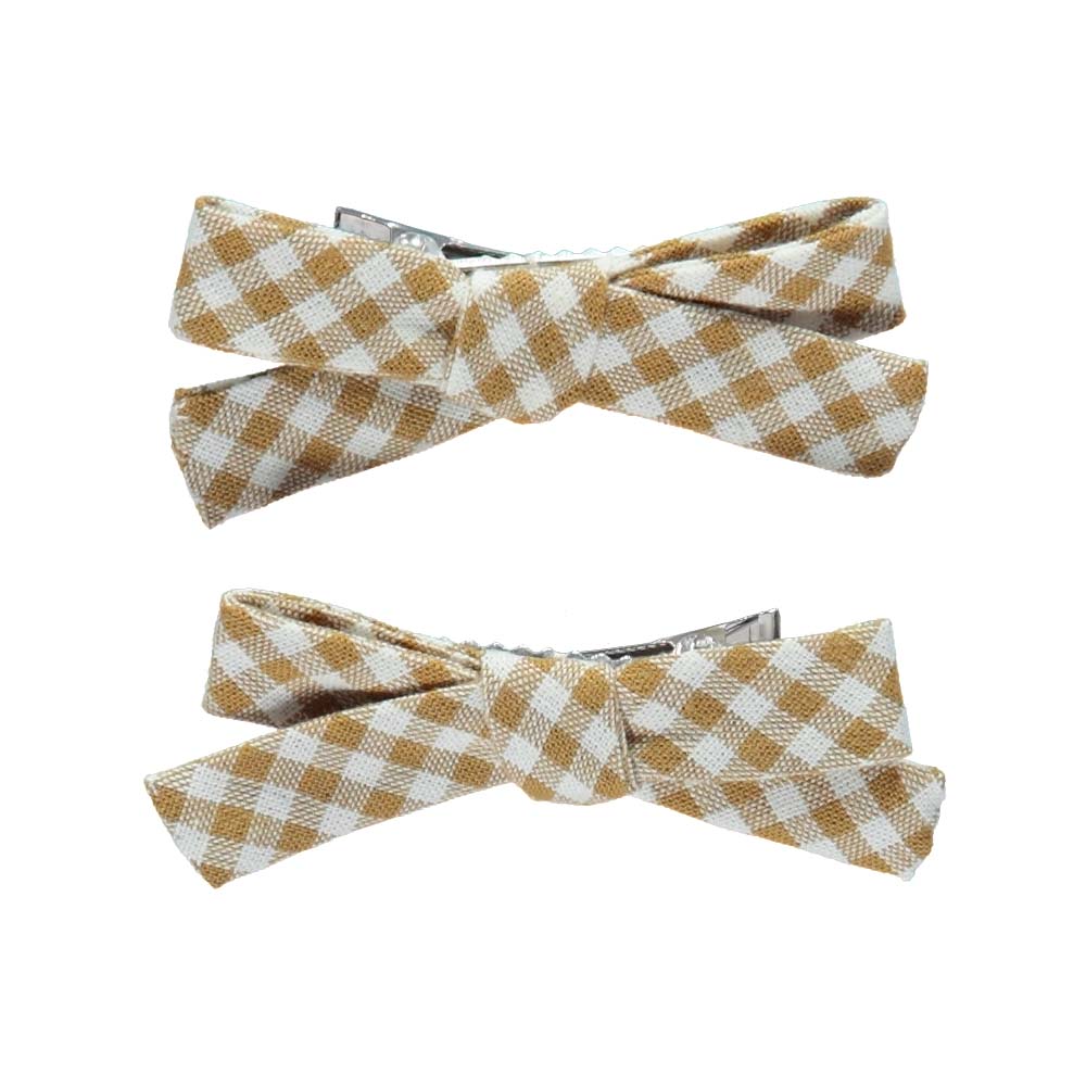 Marion Pigtail Set - Caramel Gingham