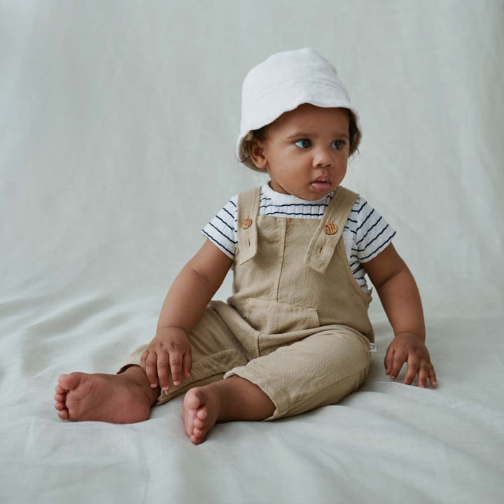 Rustic Cotton Baby Overalls - Sand