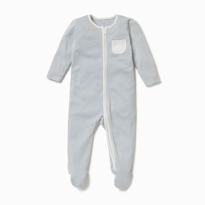 Zip-Up Sleepsuit - Blue Stripe