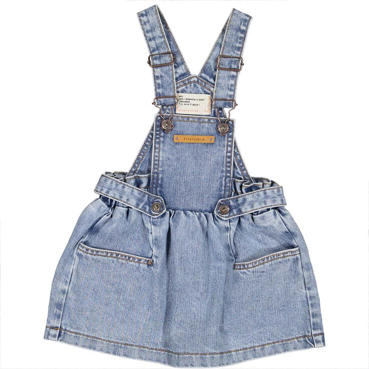 Dungaree Dress - Washed Light Blue Denim