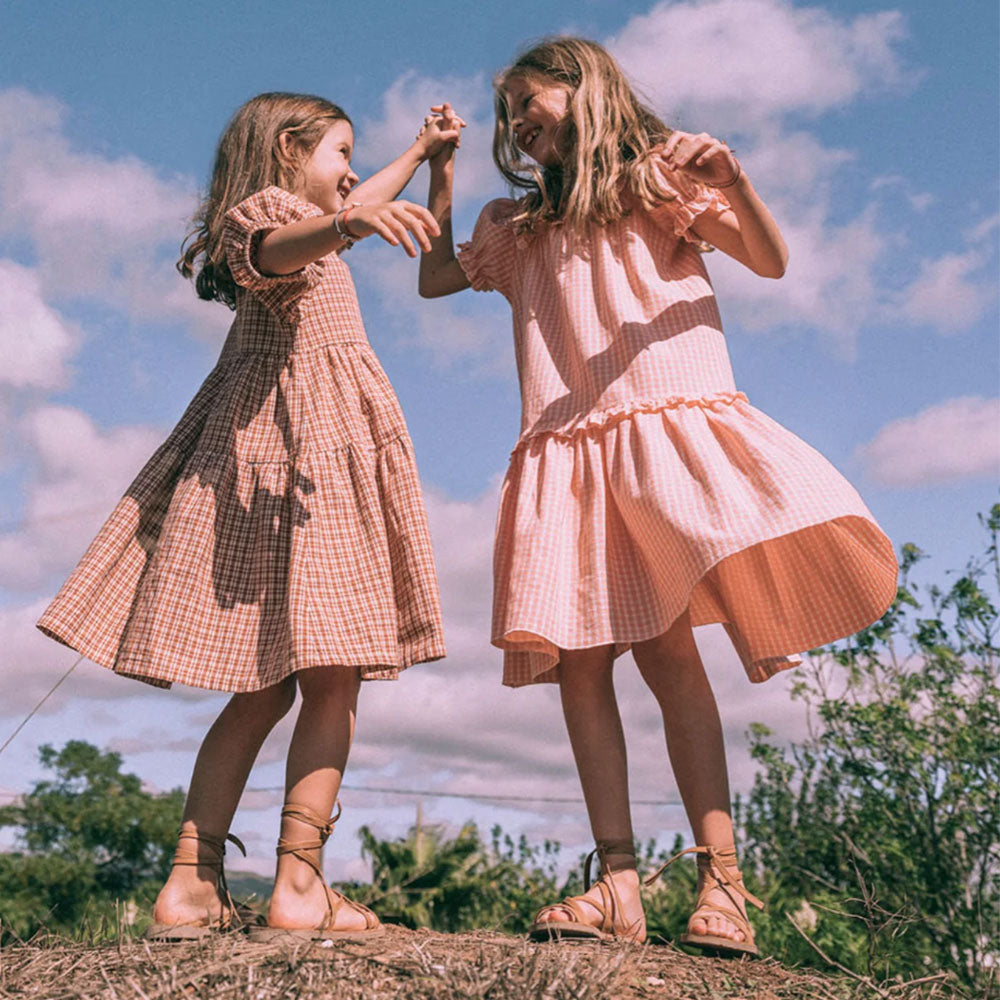 Rachel Dress - Coral Check