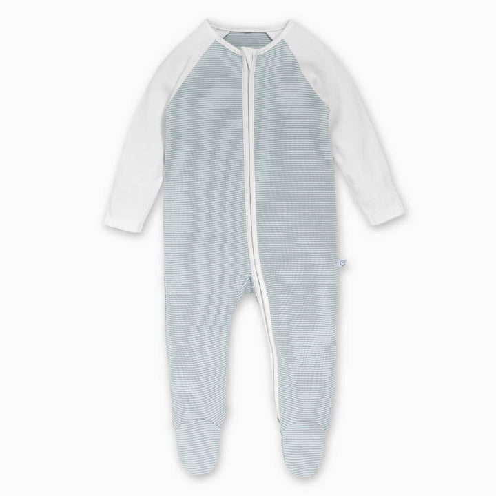 Raglan Sleeve Zip-Up Sleepsuit - Blue Stripe