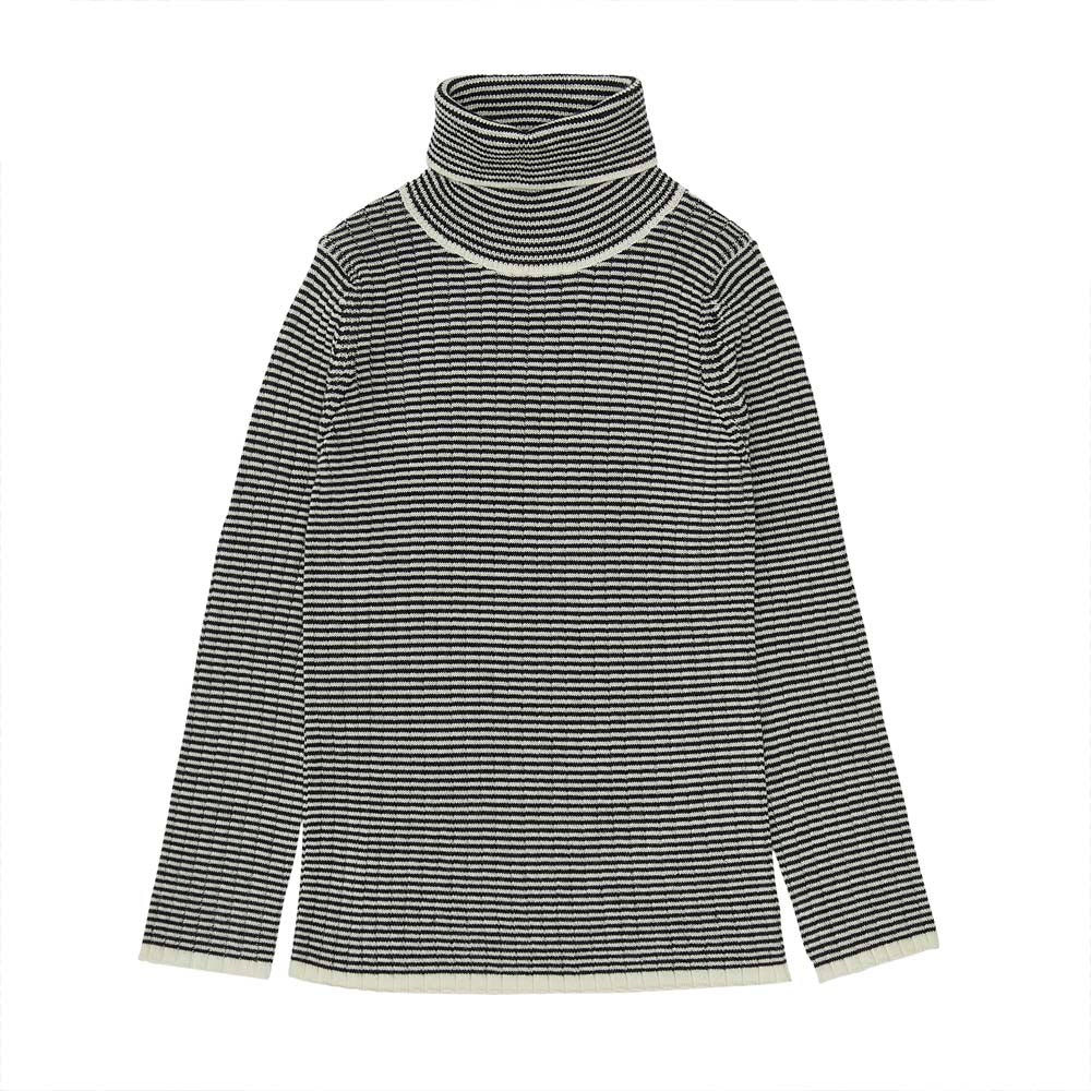 Rollneck Sweater - Ecru/Dark Navy