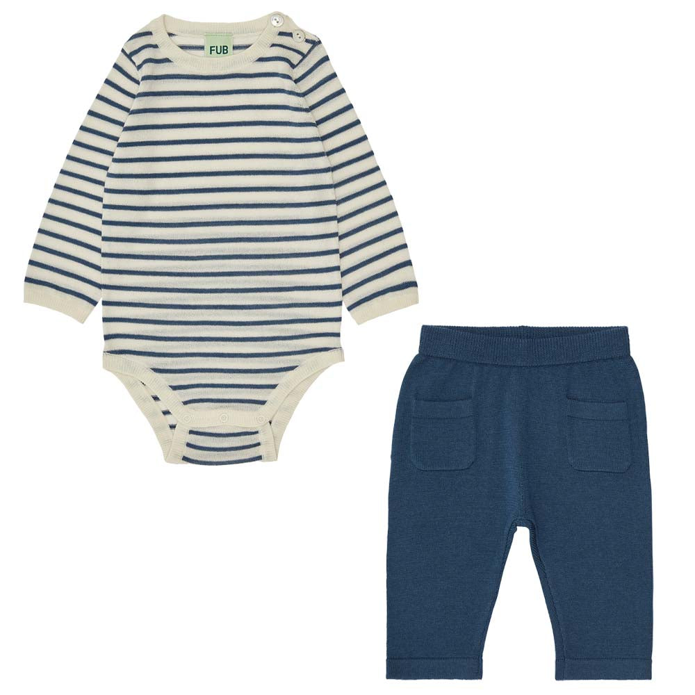 Baby Body & Pants - Ecru/Indigo