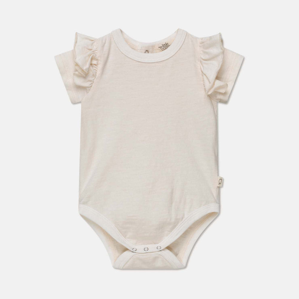 Slub Ruffle Baby Bodysuit - Ivory