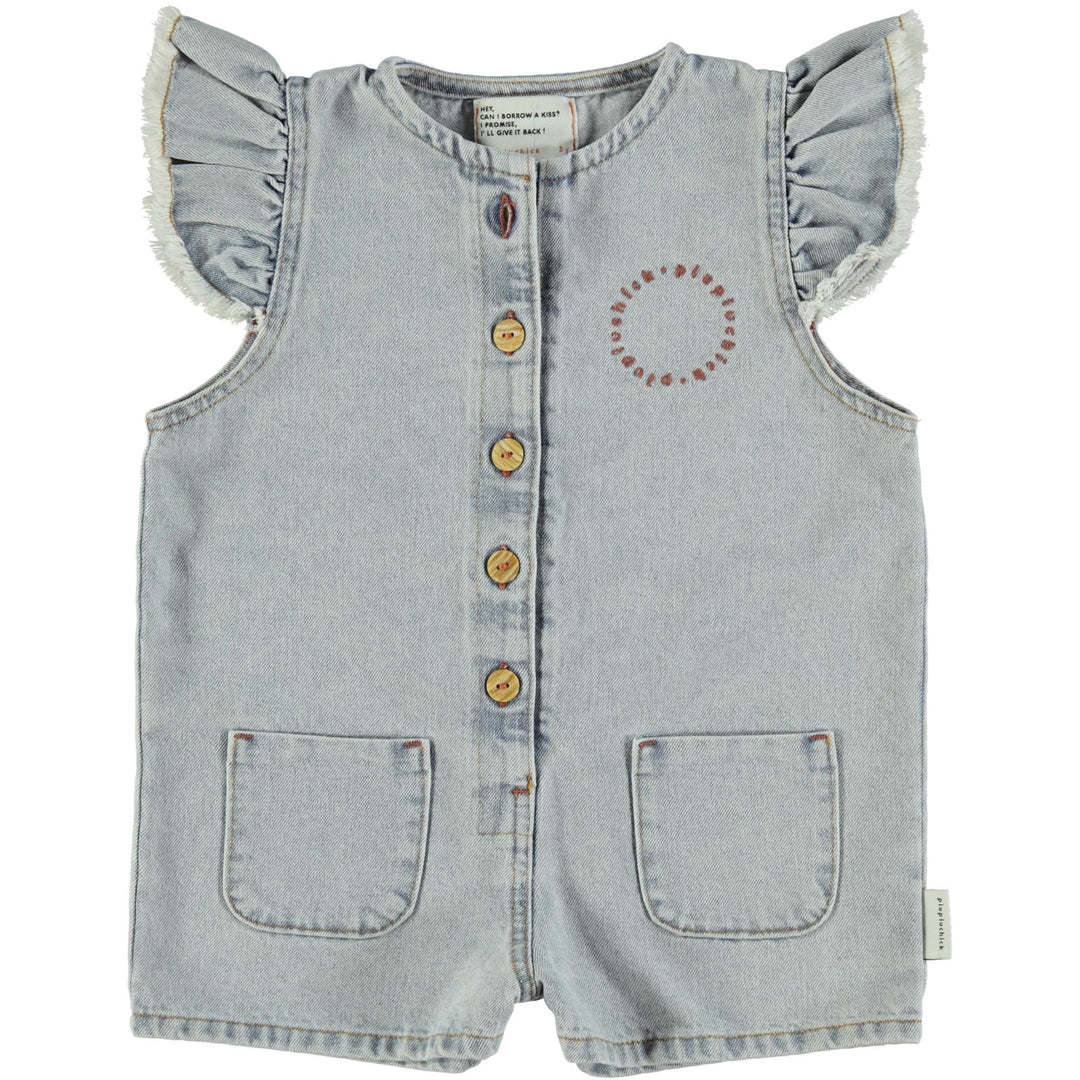 Short Jumpsuit - Light Blue Washed Denim