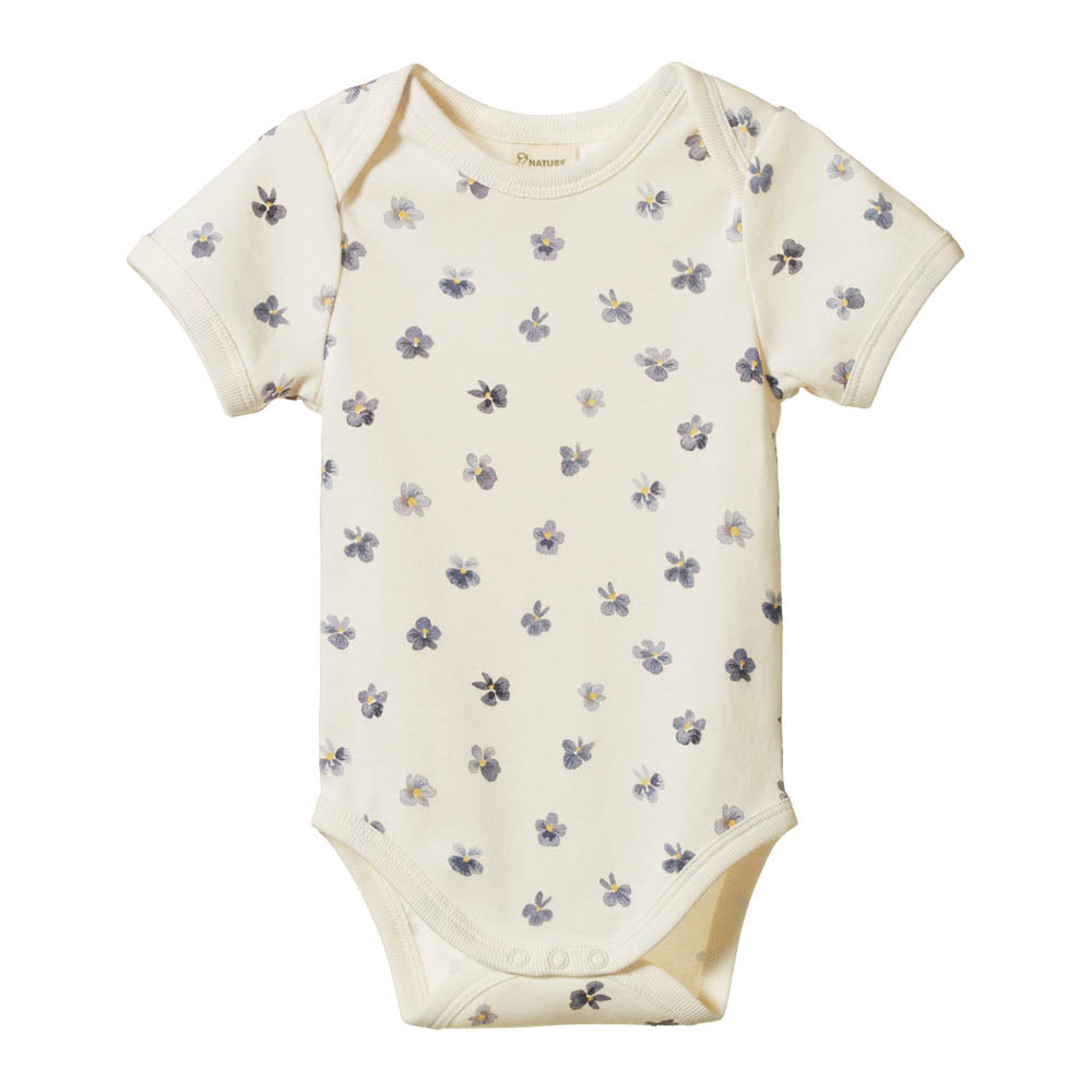 Short Sleeve Bodysuit - Pressed Pansy Print