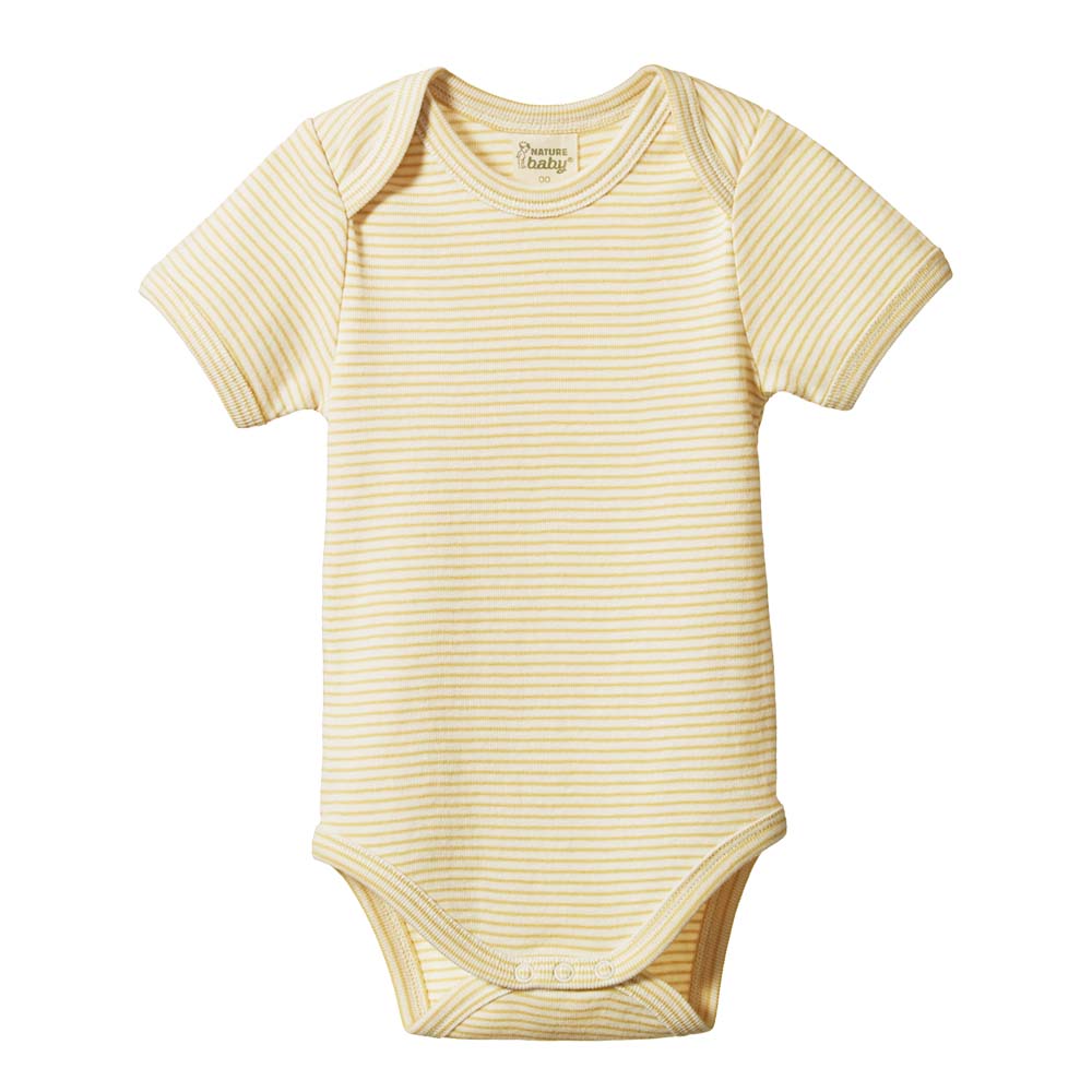 Short Sleeve Bodysuit - Sand Pinstripe