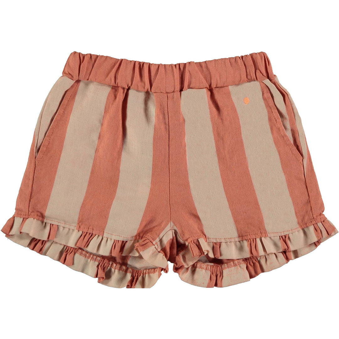 Shorts Frill Wide Stripe - Terracotta