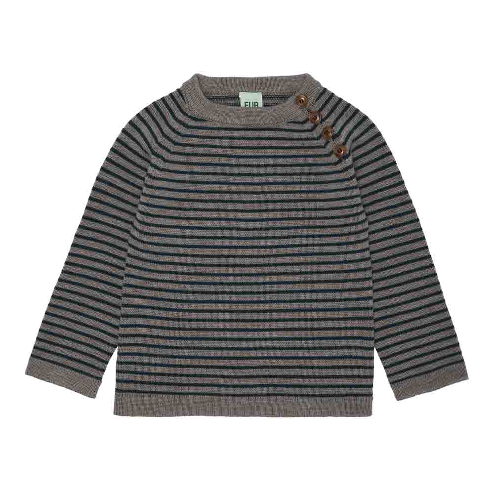 Sweater - Beige Melange/Teal