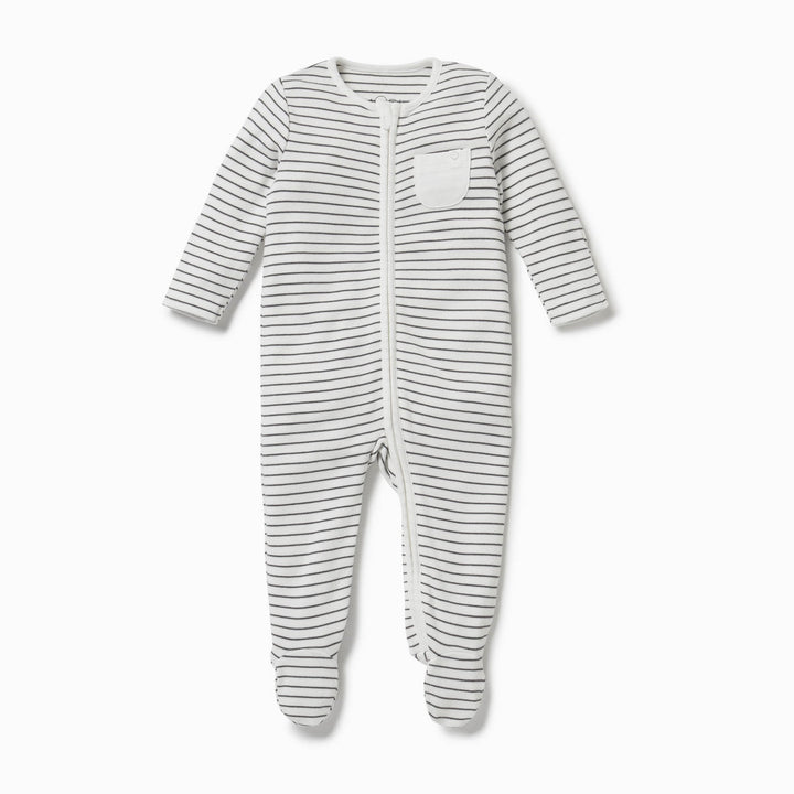 Zip-Up Sleepsuit - Grey Stripe