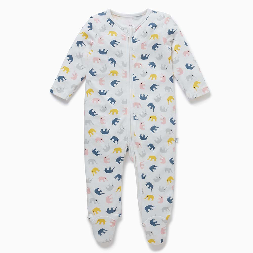 Little Elephant Zip-Up Sleepsuit - Elephant