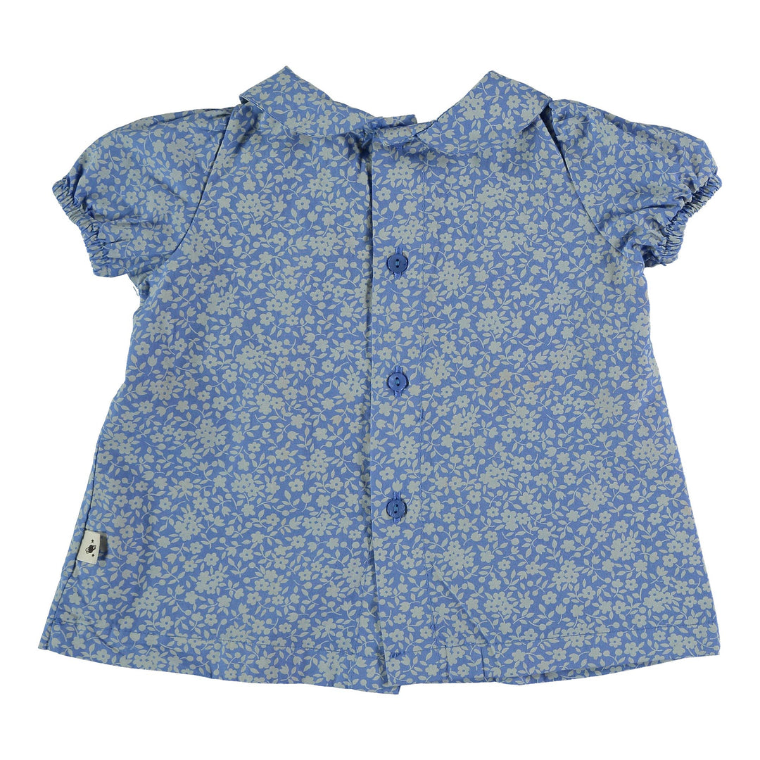 Organic Cotton Floral Dress & Bloomers - Royal Blue