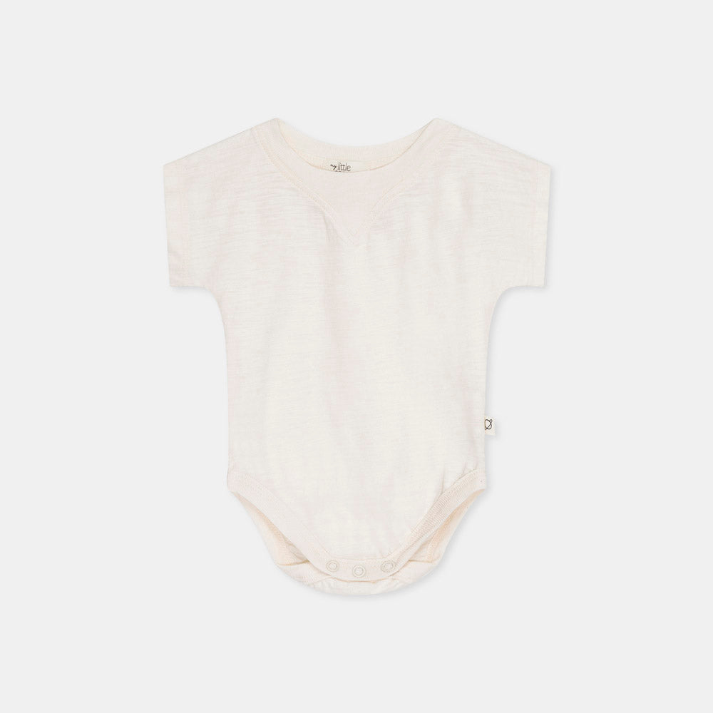 Slub V-Insert Bodysuit - Ivory