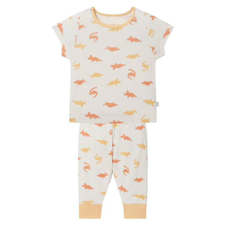 Dino Short Sleeve Pajamas - Orange Dino