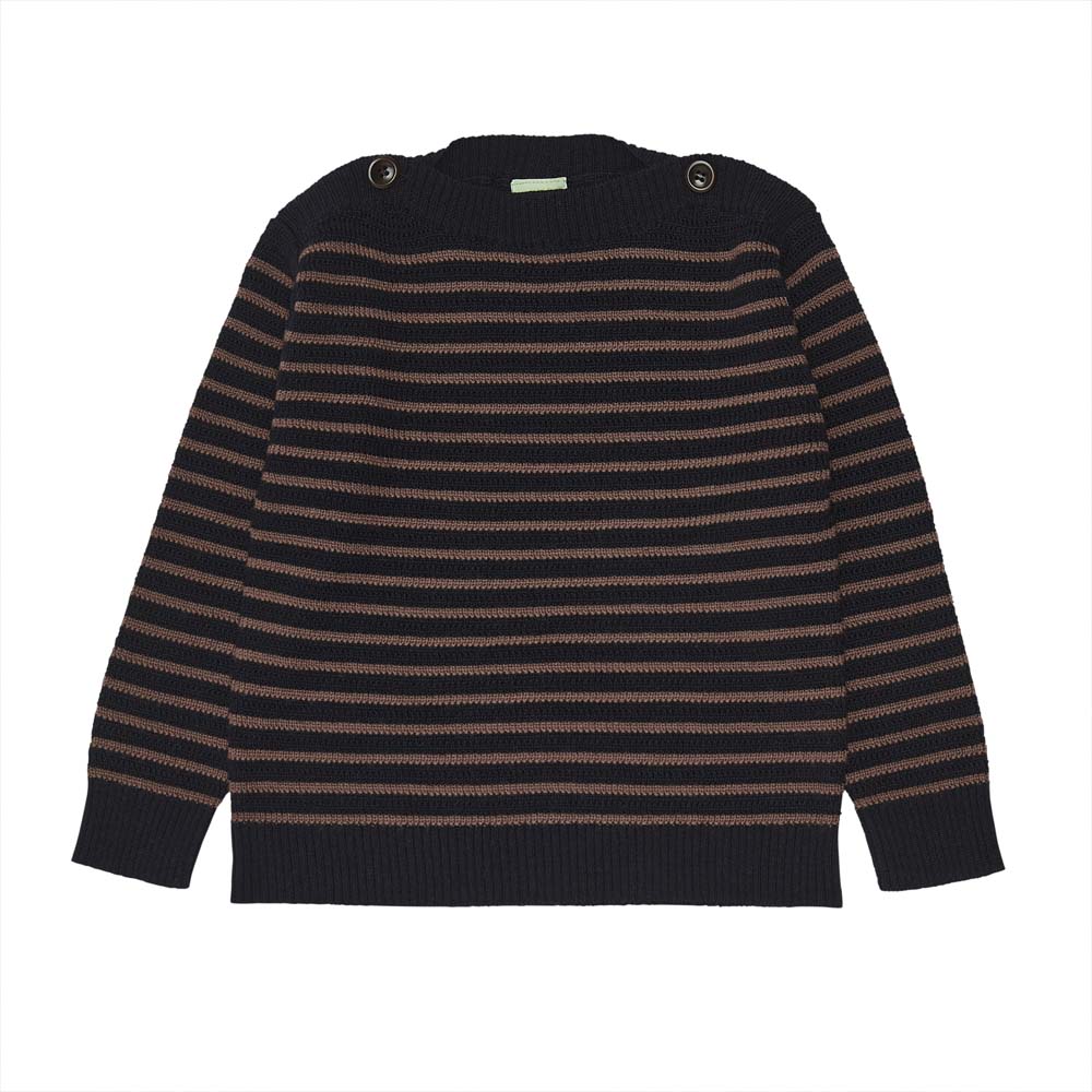 Boatneck Sweater - Dark Navy/Nutmeg