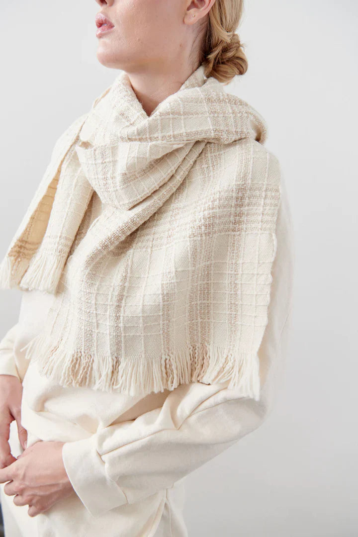 Wide Woven Poncho - Chalk