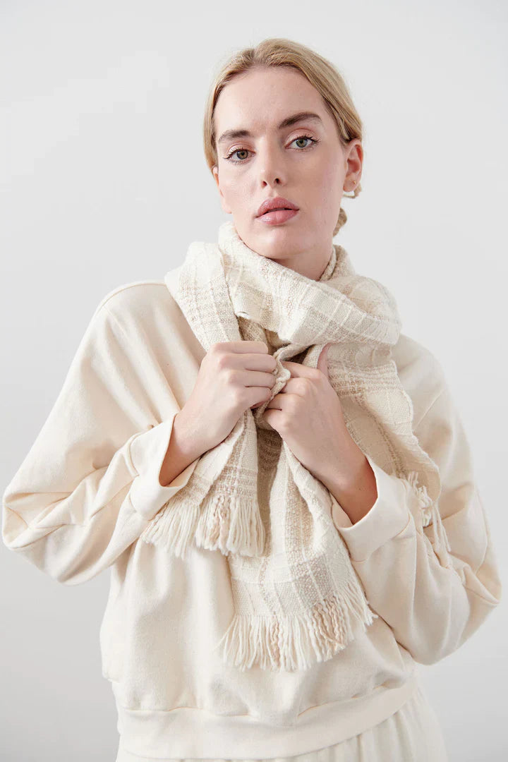 Wide Woven Poncho - Chalk