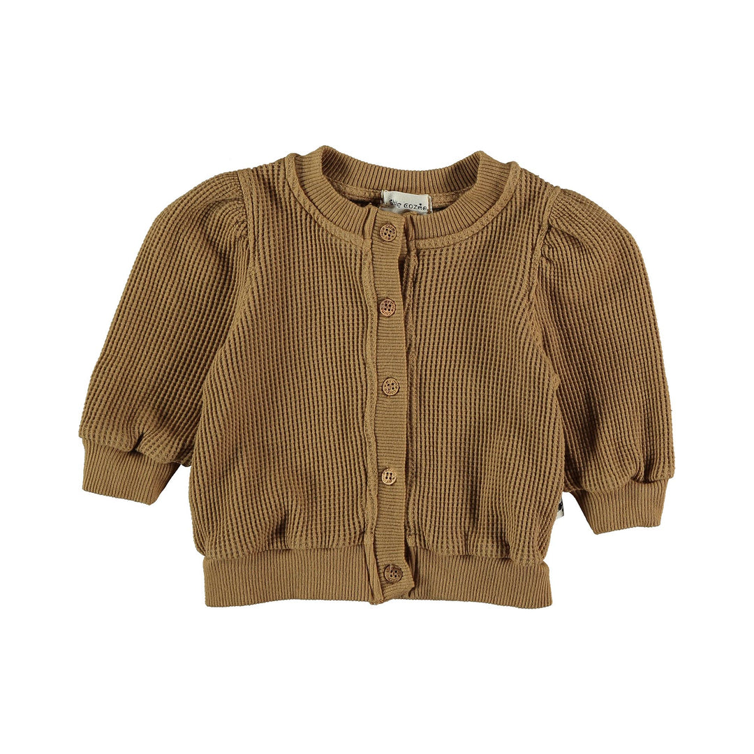 Baby Organic Cotton Waffled Cardigan - Peanut