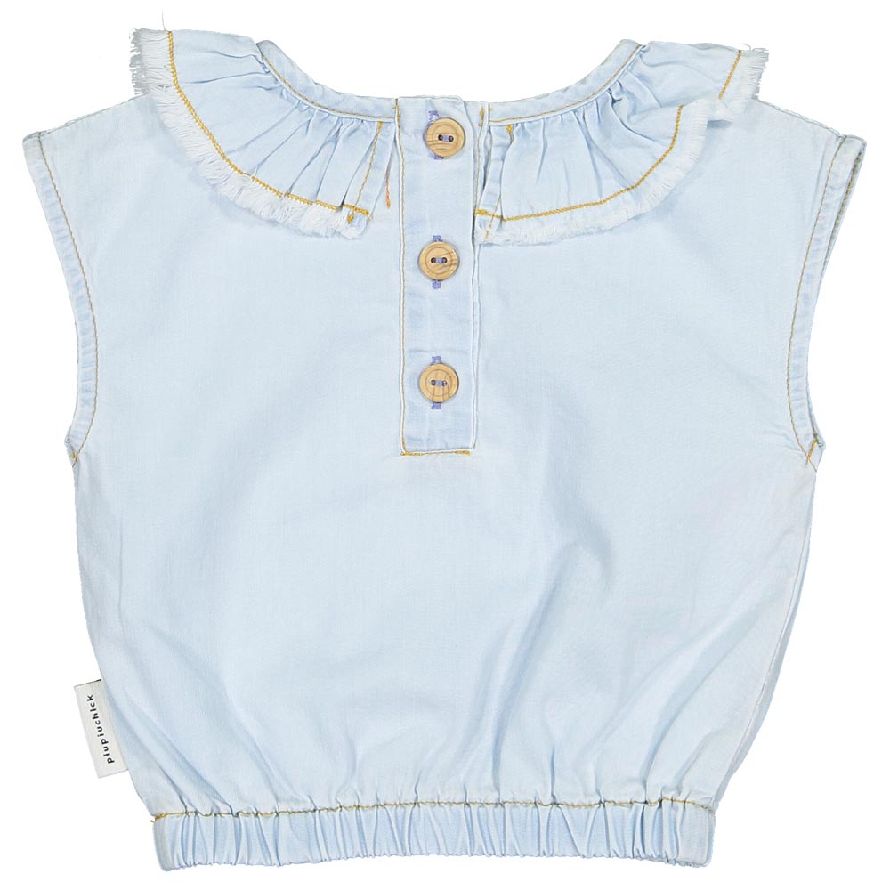 Baby Sleeveless Blouse w/ Collar - Light Chambray