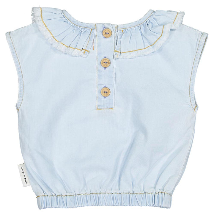 Baby Sleeveless Blouse w/ Collar - Light Chambray