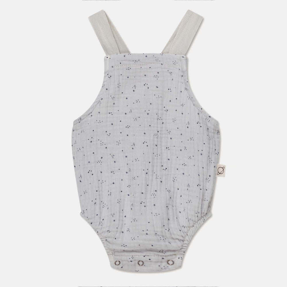 Gauze Star Print Baby Romper - Soft Grey