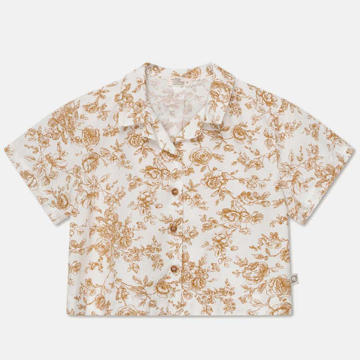 Floral Crop Shirt - Ivory/Oil