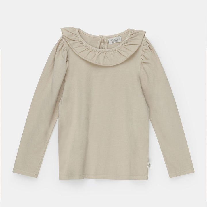 Organic Girls T-Shirt Frill Collar - Stone