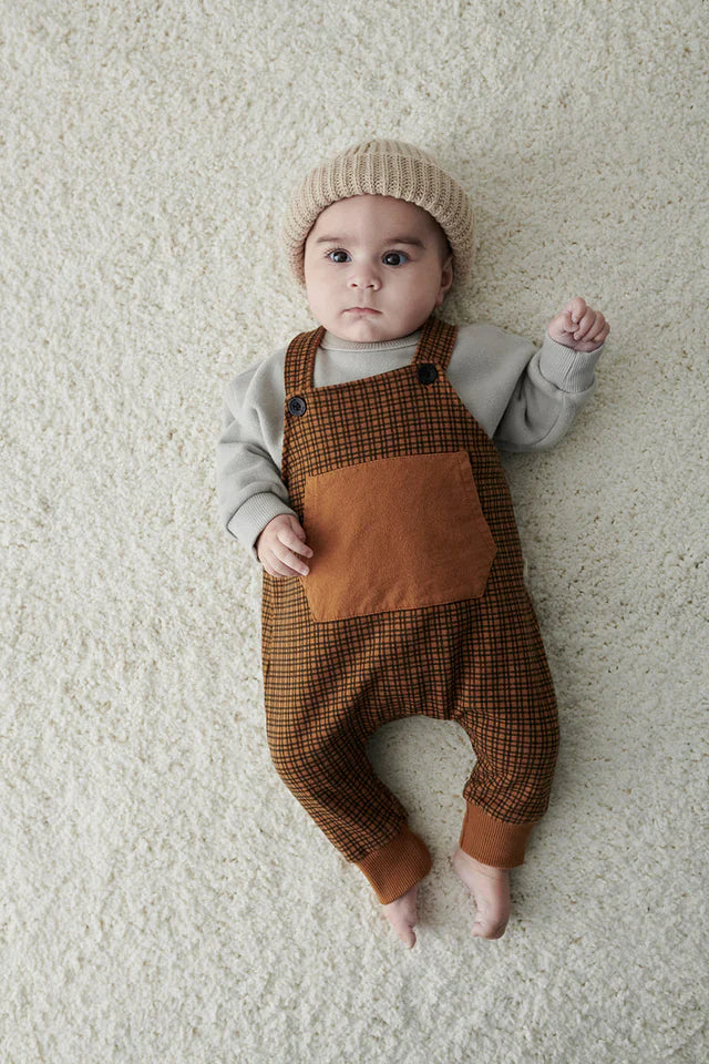 Organic Gingham Baby Overalls - Blue