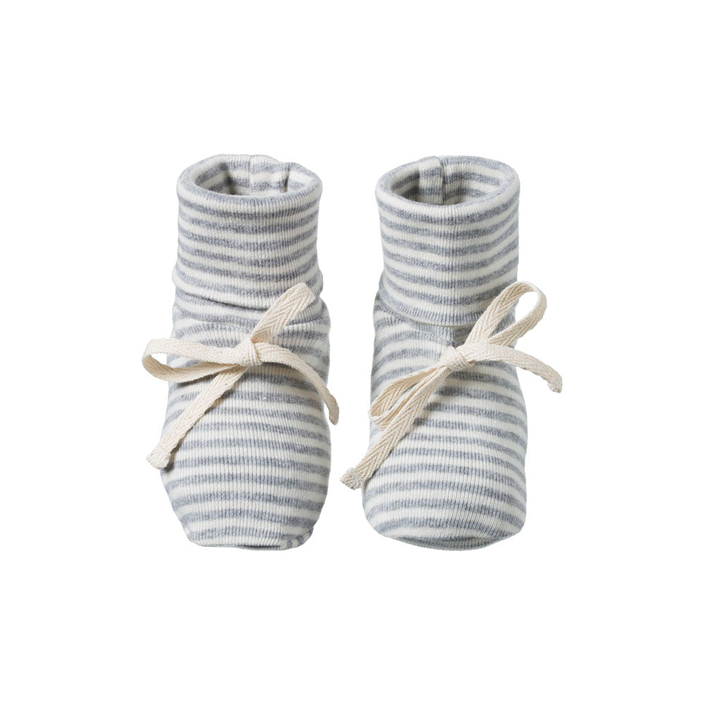 Cotton Booties - Grey Marl Stripe