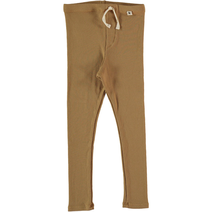 Kids Organic Cotton Ribbed Leggings - Peanut