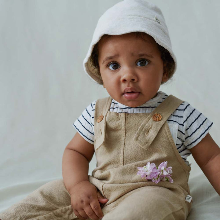 Rustic Cotton Baby Overalls - Sand