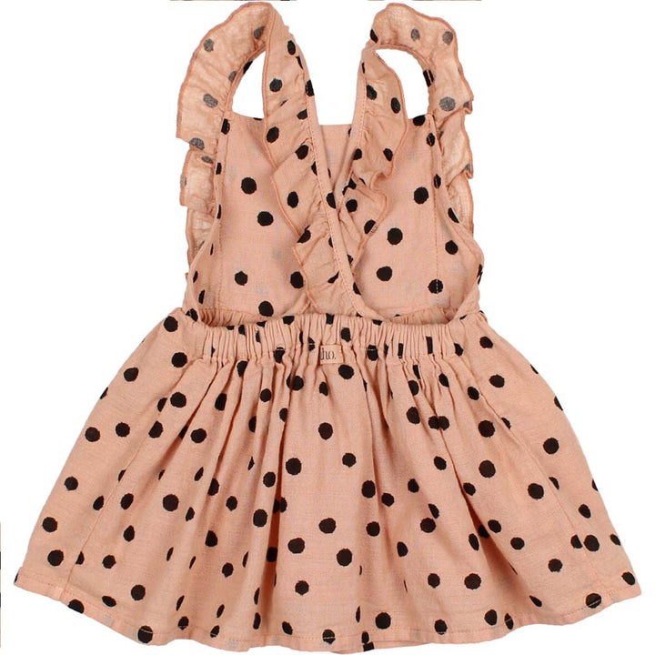 Dots Dress with Flutter Shoulder Straps - Antic Rose