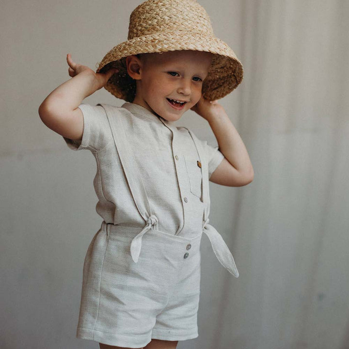 Romper Suit with Mandarin Collar - Neutral