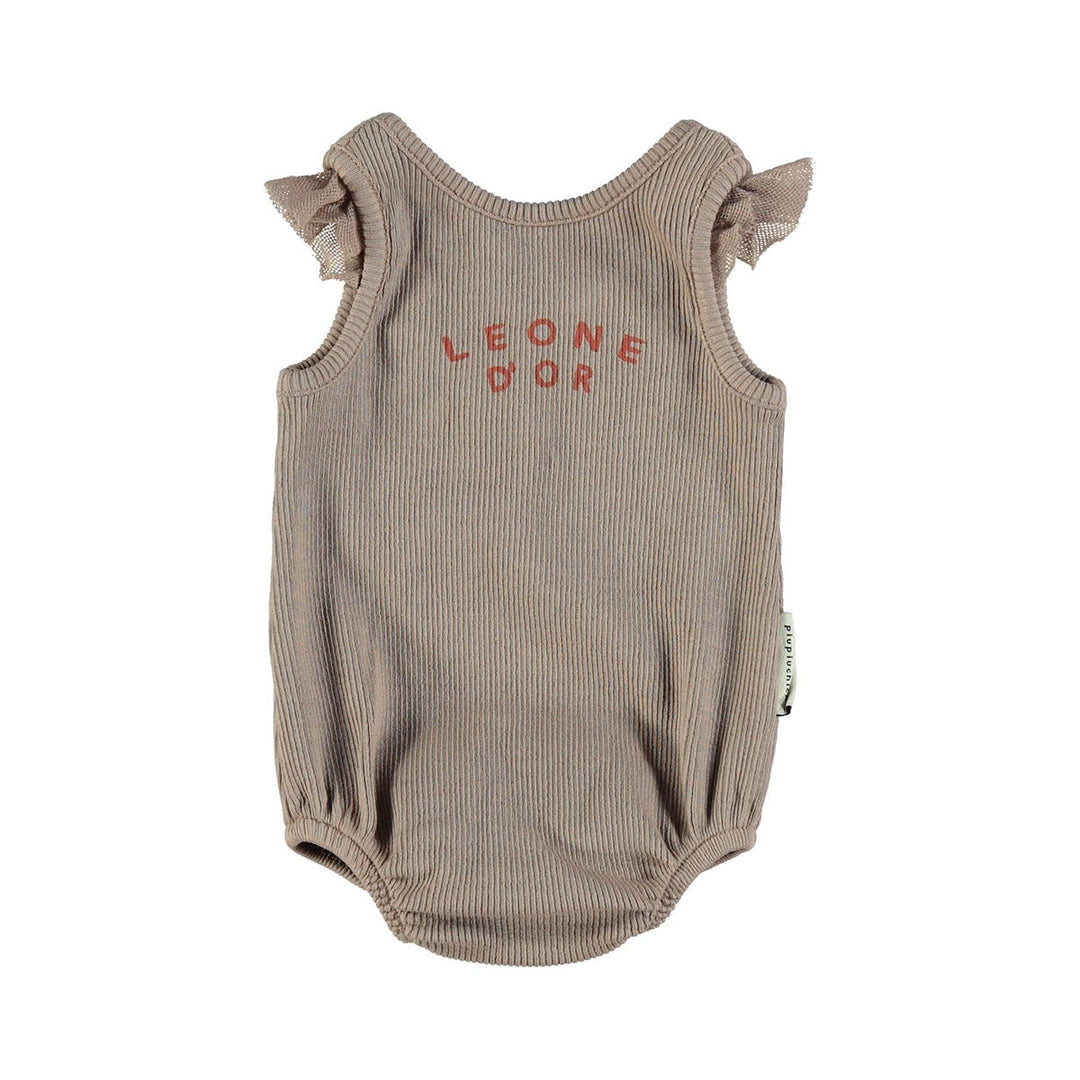 Baby Ribbed Body - Nut w/"Leone D'or" Print