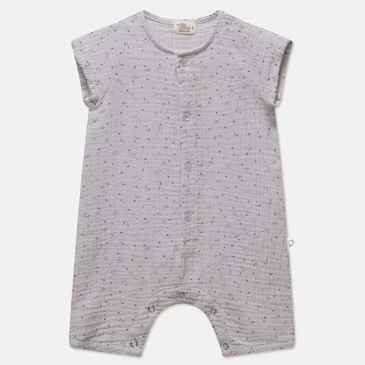 Gauze Star Print Baby Jumpsuit - Soft Grey