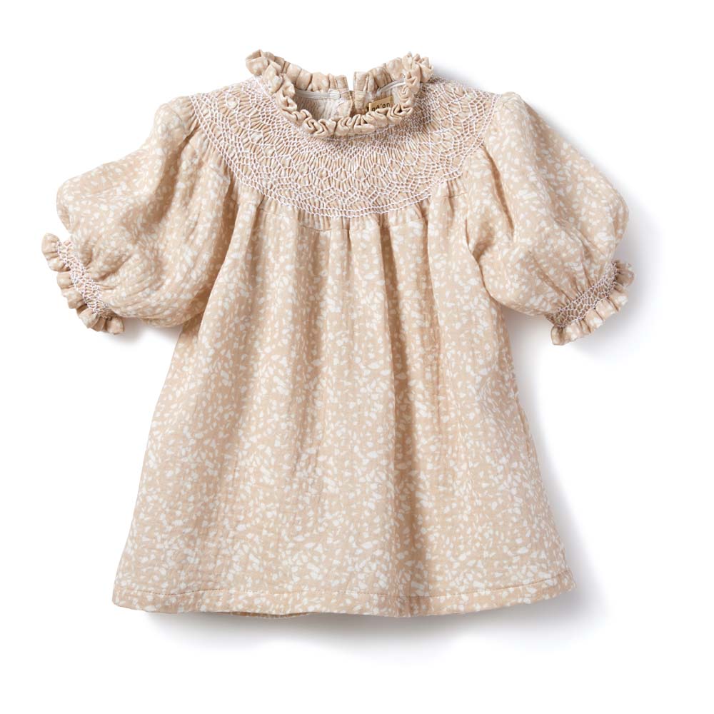 Sofia Smock Blouse - Nude/White Pebbles