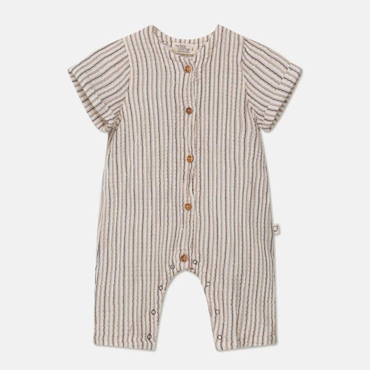 Gauze Stripe Baby Jumpsuit - Ivory